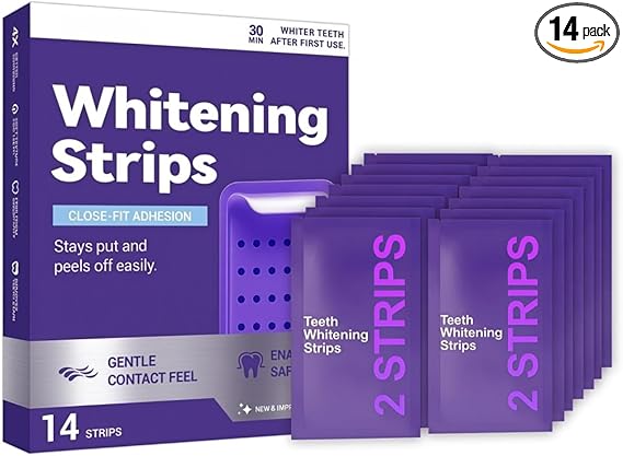 14 Daily Purple Whitening Strips — Peroxide-Free, Enamel-Safe for Sensitive Teeth