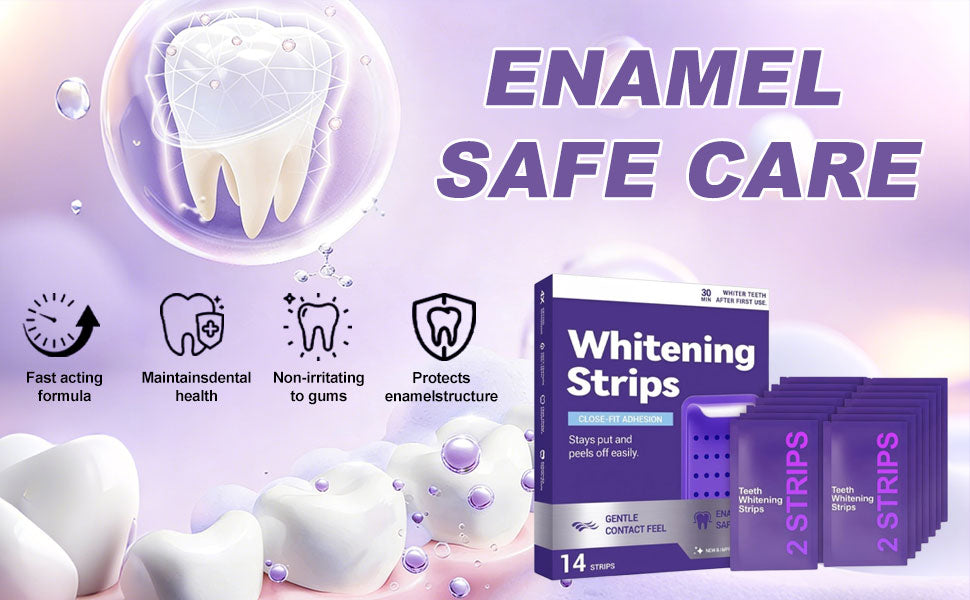 14 Daily Purple Whitening Strips — Peroxide-Free, Enamel-Safe for Sensitive Teeth